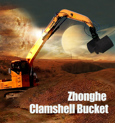 Máquina escavadora hidráulica Clamshell Bucket, cubeta dobro da parte superior dos cilindros para a máquina escavadora