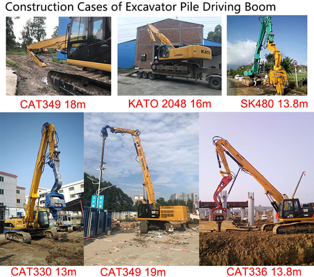 Eficiência elevada de Boom Pile Driving da máquina escavadora do OEM 11-20m para PC400 CAT352 DX700