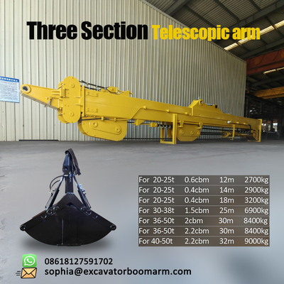 PC360 máquina escavadora Telescopic Arm 25 medidores com cubeta da parte superior