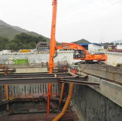 Lança telescópica de três seções para escavadeira de bomba de concreto de longo alcance para CAT Hitachi Kobelco